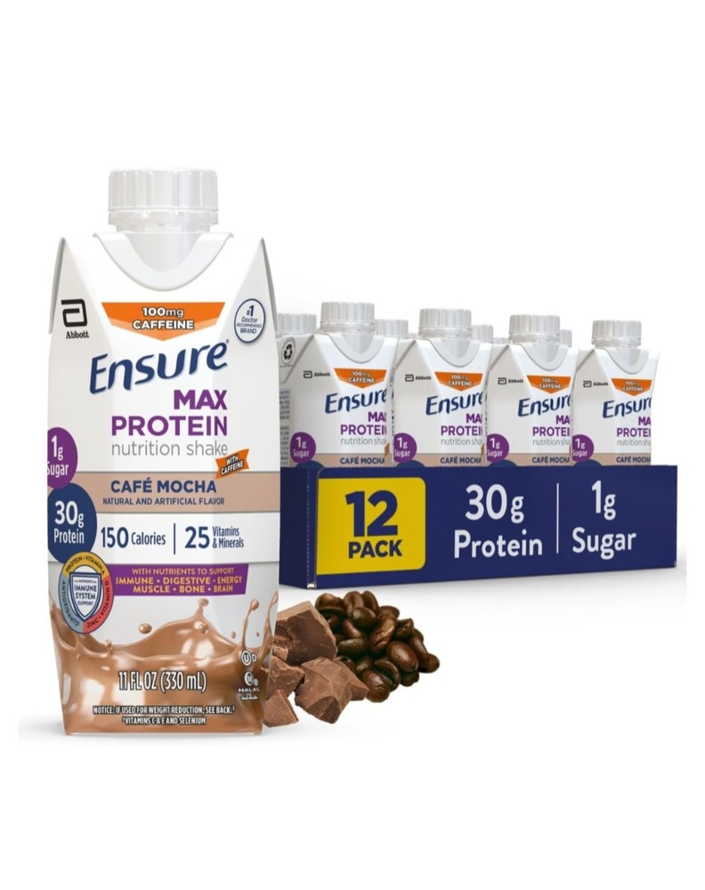 Ensure Max Protein Shake Café Mocha Meal Supplement Shake Ready to Drink 12 Pack