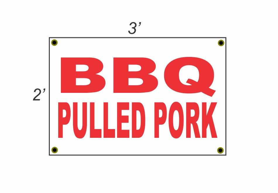 2x3 BBQ Pulled Pork Red & White Banner Sign on Sale Now