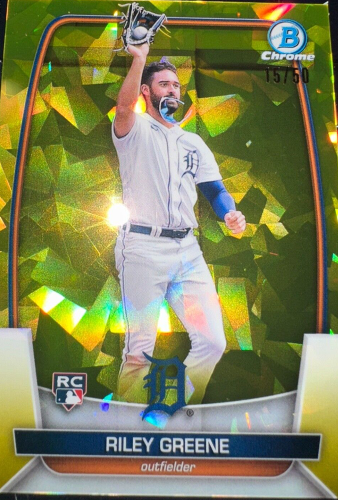 2023 Bowman Chrome Sapphire Riley Greene Image Variation Yellow /50 RC #29