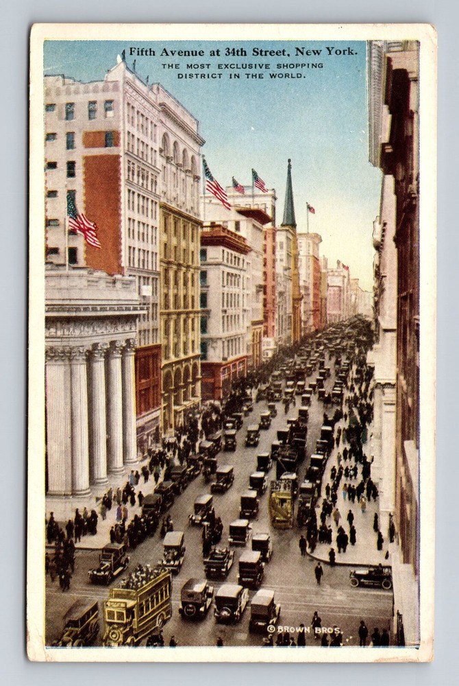 New York City NY, Fifth Avenue, Souvenir, Vintage Postcard