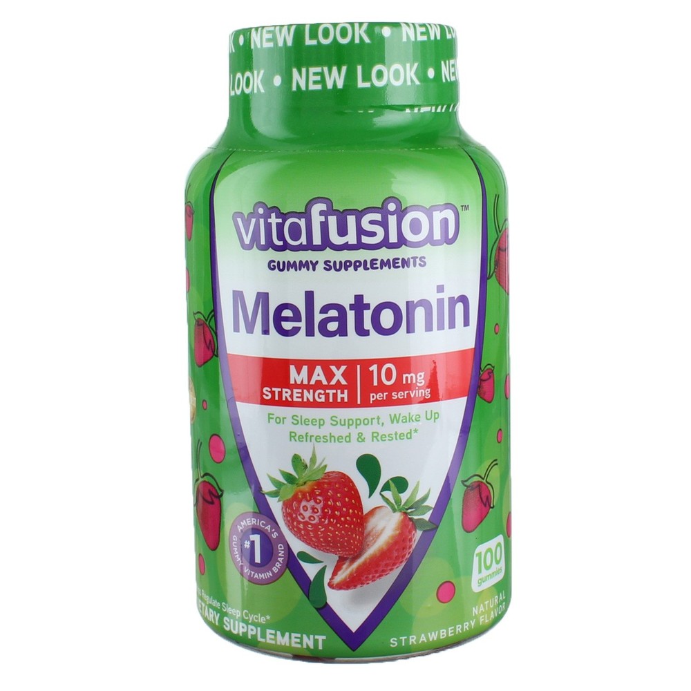 Vitafusion Max Strength 10mg Melatonin Gummies 100ct Strawberry 6 Pack