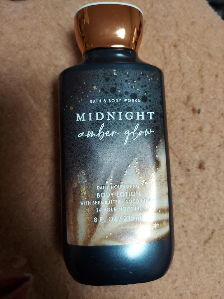 Bath & Body Works MIDNIGHT AMBER GLOW Body Lotion 24 Hour Shea Cream  8 OZ