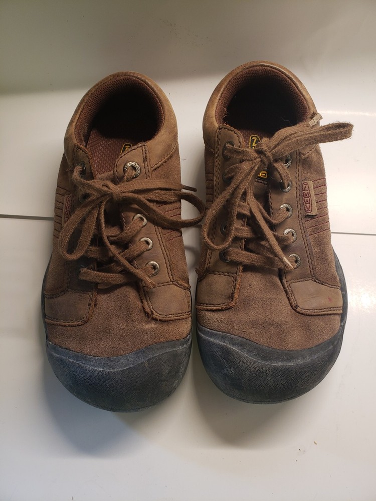 KEEN Kids Boys Brown Leather Austin Hiking Walking Shoes Size 5