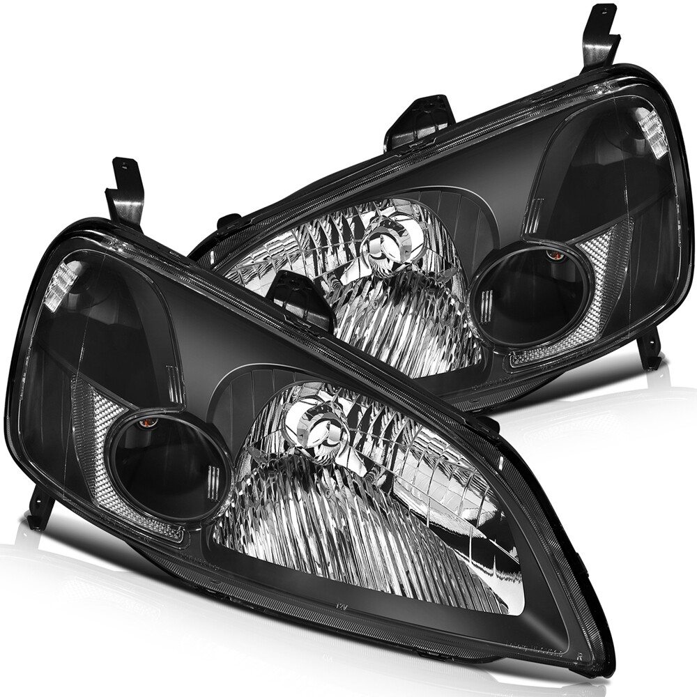 For 2001-2003 Honda Civic Headlight Headlamp Assembly Driver Passenger Side Pair