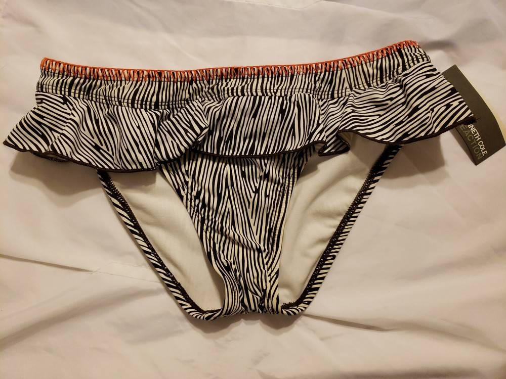 P43 NWT Macy's Kenneth Cole Brown White Zebra Bikini Bottom SALE MSRP $54