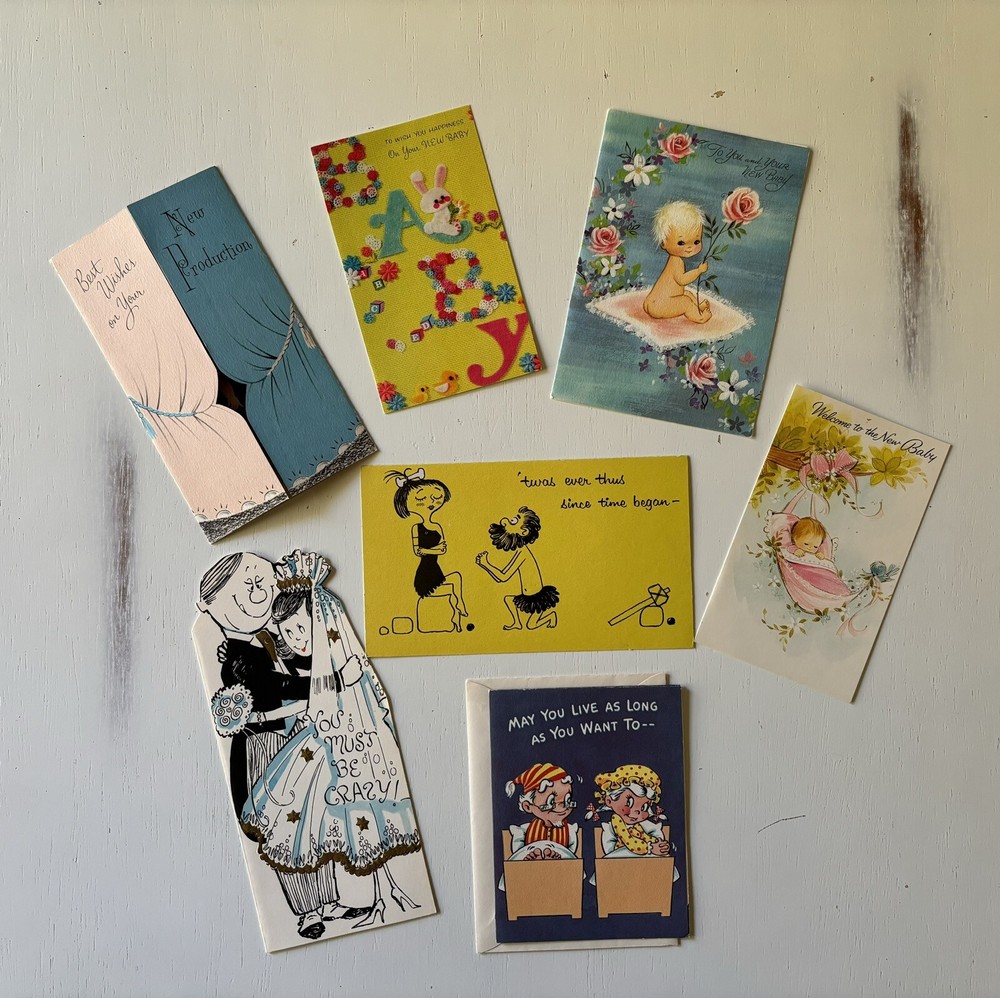 BABY WEDDING ANNIVERSARY Greeting Cards Sunshine Studio Design UNUSED Vintage