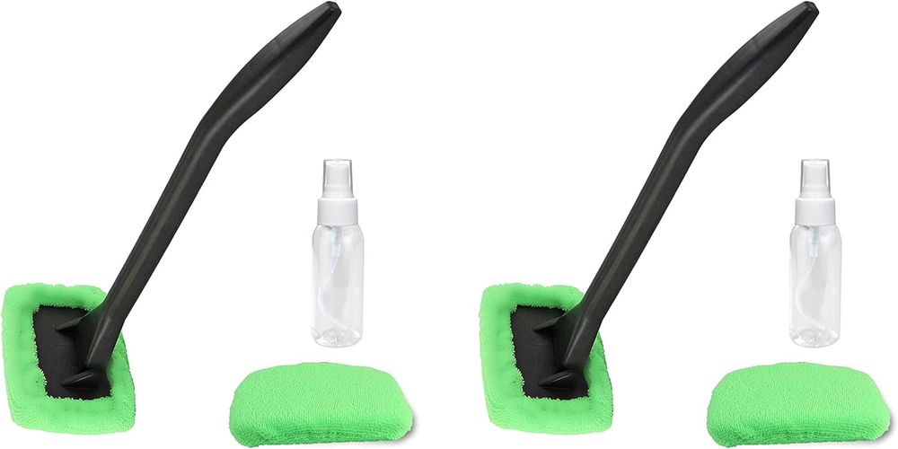 2-Pack Windshield Cleaner Kit with 4 Microfiber Bonnets & 2 Spray Bottles – 8-Piece Set