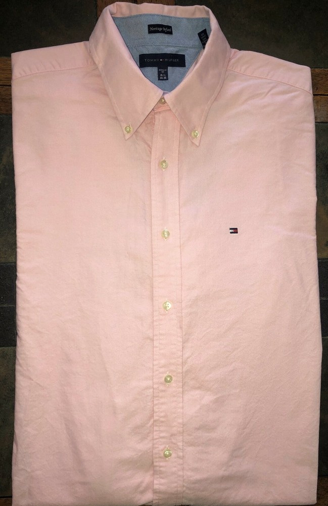 Tommy Hilfiger Men's Heritage Oxford Long Sleeve Button-Down Shirt Size 16.5 34-35