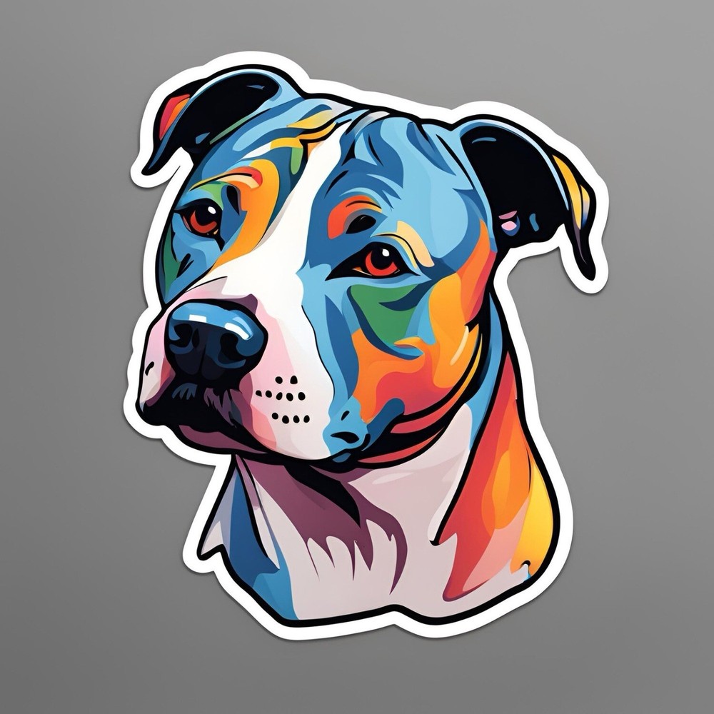 3x1.5” Colourful Staffy Dog AMAZING STICKER!