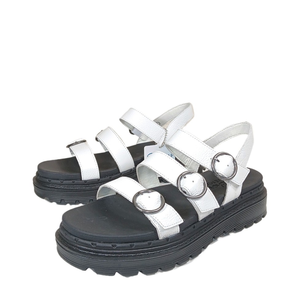 Skechers Womens Jammers Lite Poppin Sandals Size 8 White Leather Straps Comfortable