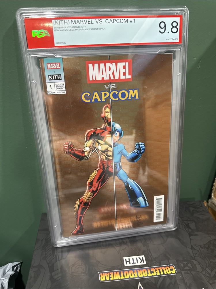 Kith Marvel vs Capcom #1 Iron Man vs Mega Man Orange Variant Comic PSA 9.8