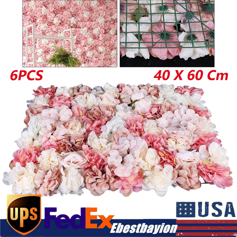 6*Flower Wall Panel Party Artificial Wedding Bouquet Decor Romantic Rose Flower