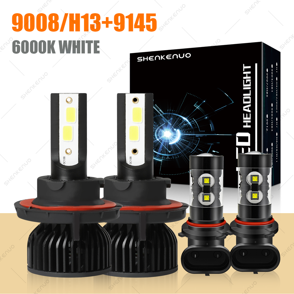 For Dodge Caliber 2007 2008 2009 4X H13 9145 LED Headlight Fog light Combo Bulbs