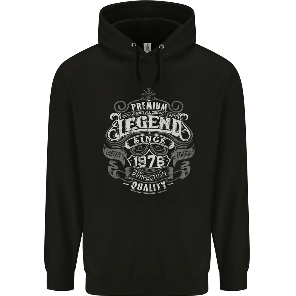 Premium Legend 49th Birthday 1976 Mens 80% Cotton Hoodie