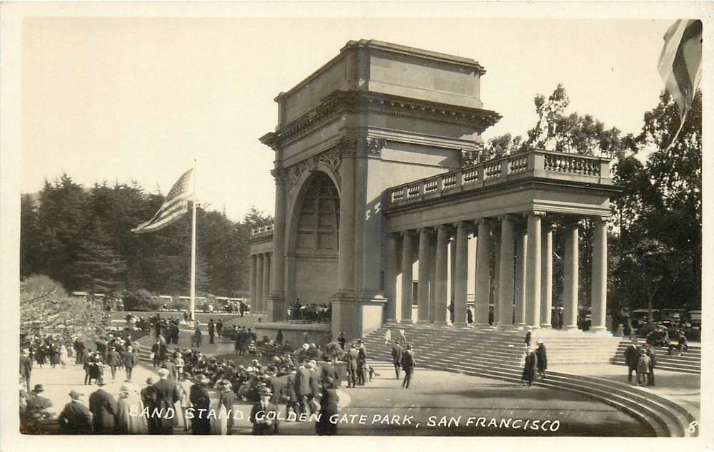 1920s San Francisco California Band Stand Golden Park Postcard RPPC 24-12257