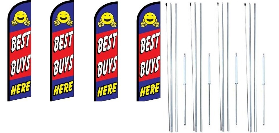 Best Buys Here Windless Flag With Complete Hybrid Pole set- 4 pack