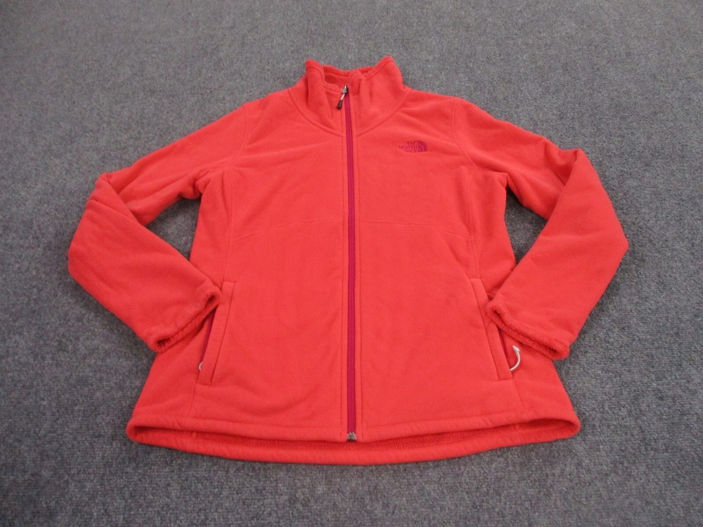 The North Face Womens Lightweight Orange Fleece Jacket for Casual Outdoor Wear