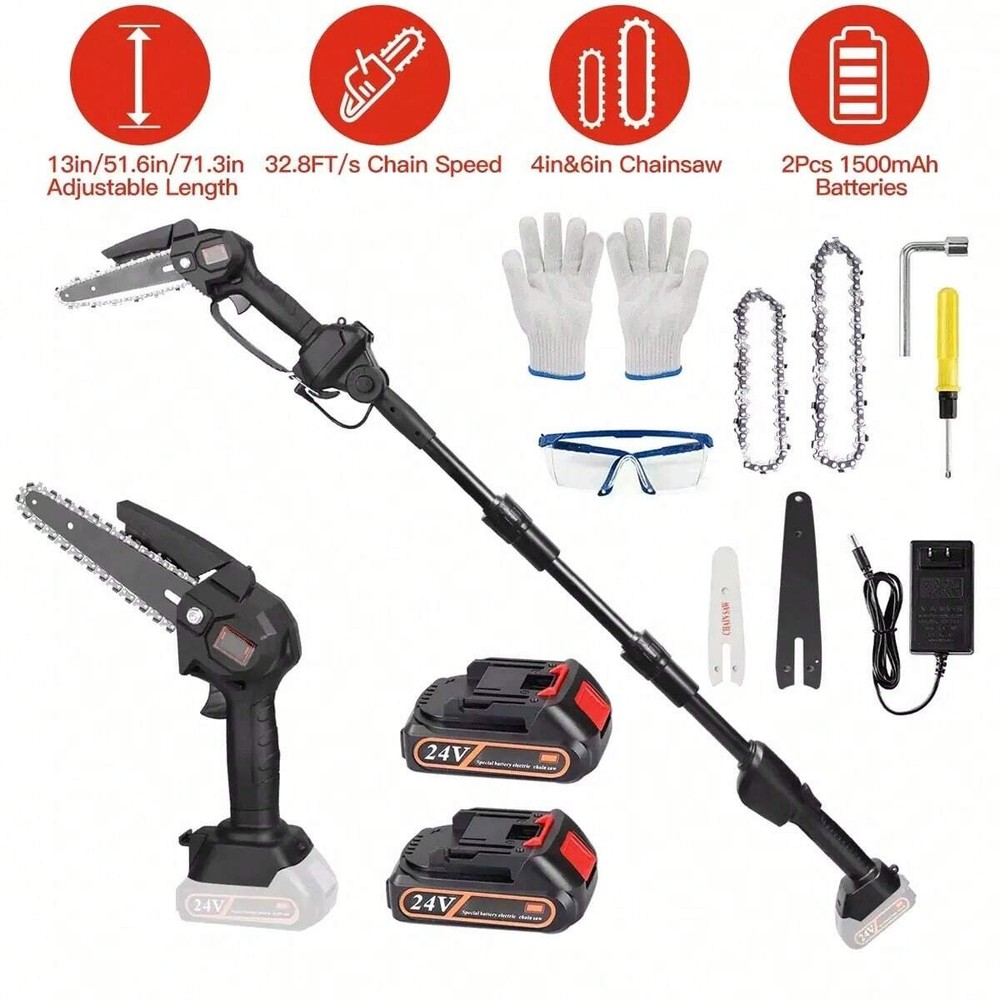 500W 2-in-1 Mini Cordless Electric Pole Chainsaw with Battery