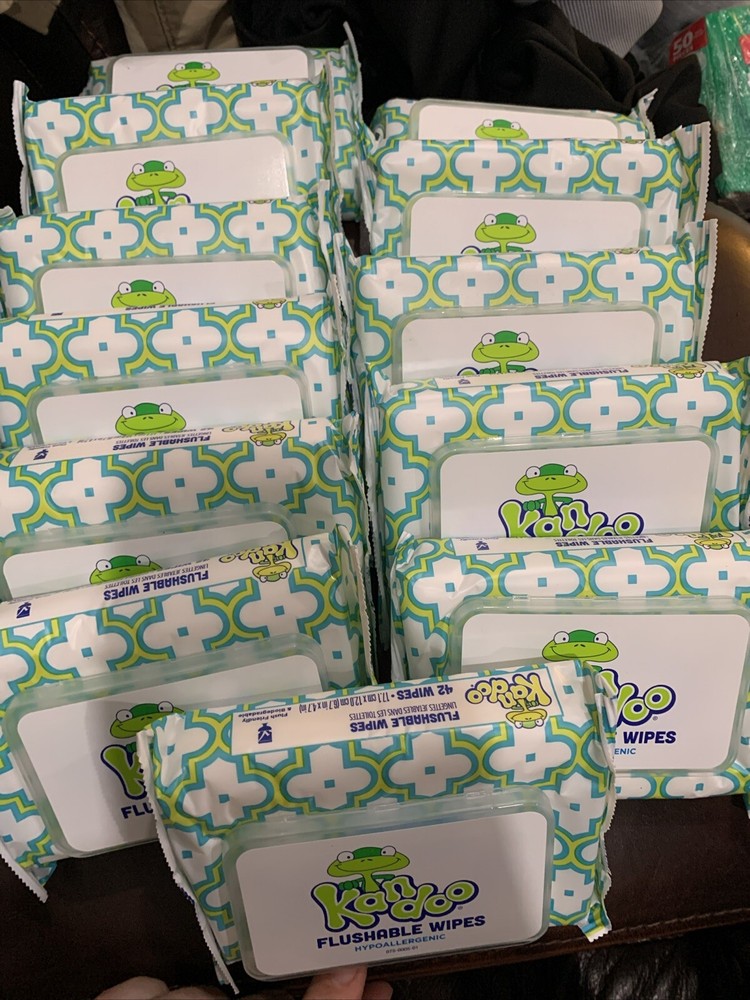 12X Flushable Wipes for Baby and Kids by Kandoo, Unscented for Sensitive Skin