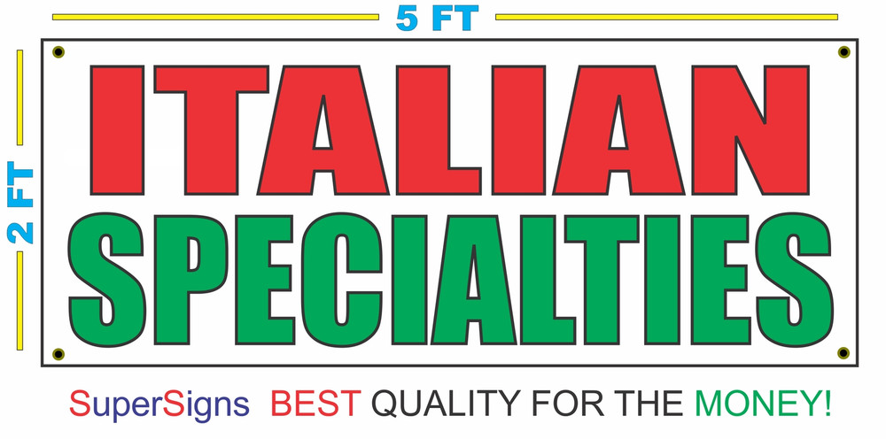 Italian Specialties Banner Sign for Restaurants & Shops – New Size