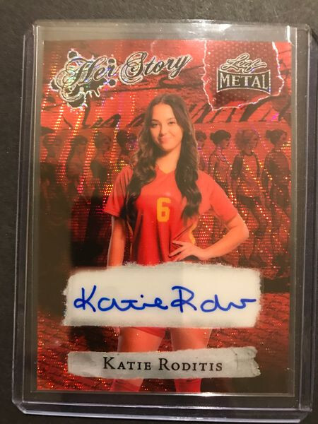 KATIE RODITIS 2024 LEAF METAL WOMEN’S Her Story  # 2/2 AUTO USC Michigan Soccer