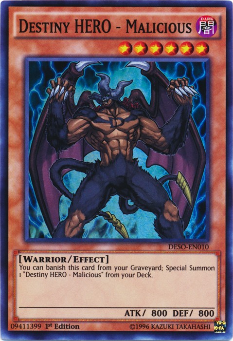 Destiny HERO Malicious DESO-EN010 Super Rare 1st Edition NM Yugioh Card