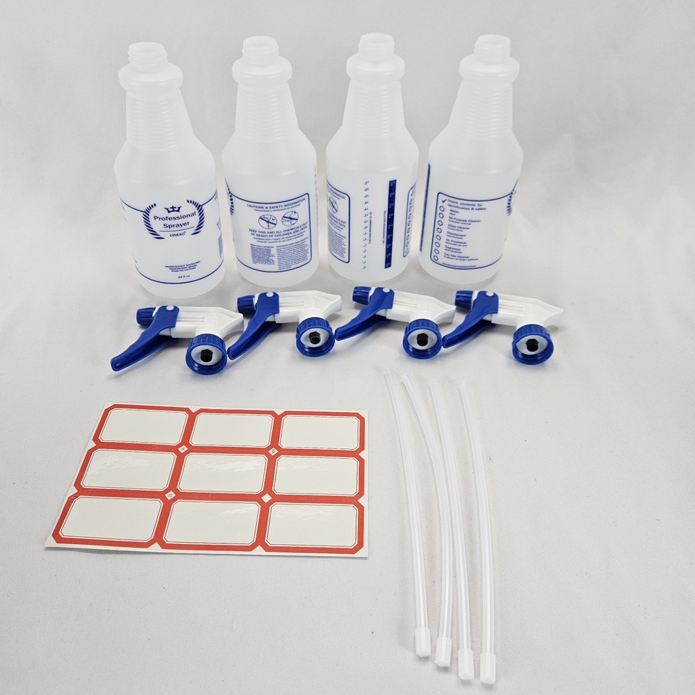 4-Pack 24oz Plastic Spray Bottles for Cleaning Solutions