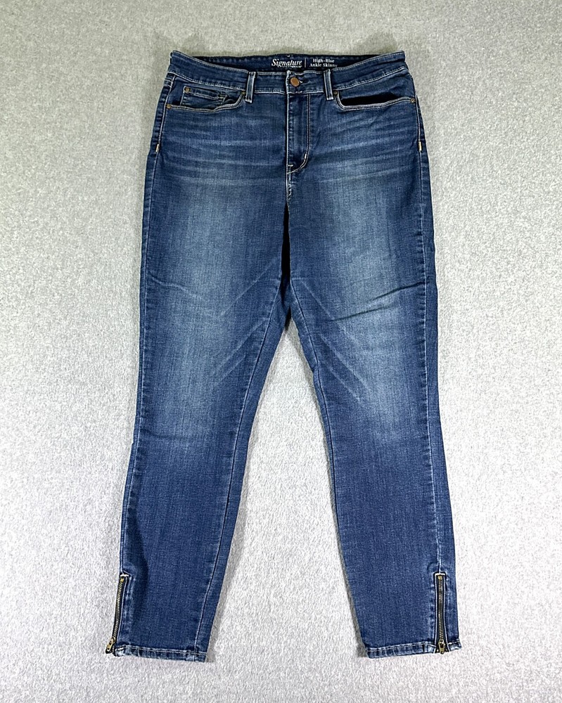Levis Womens Blue High Rise Skinny Jeans 34x27 Stretch Ankle Zip