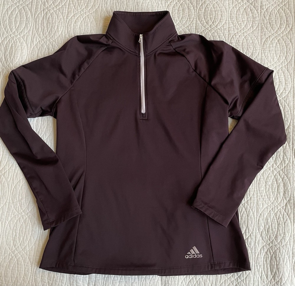Adidas Golf Shirt Womens Large Plum Burgundy Performance Quarter Zip Pullover