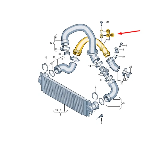 VW Transporter T6 Charge Air Cooler Pressure Pipe 7E0145762C New
