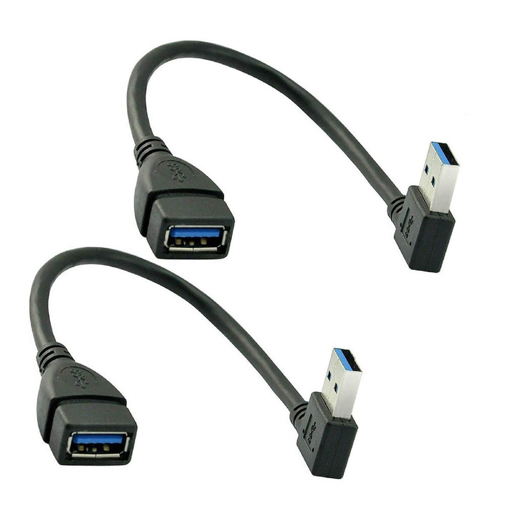 SuperSpeed USB 3.0 Male to Female Left Angle Extension Cable 20CM 2-Pack