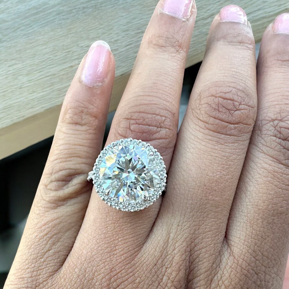 IGI 6ct Round Cut Lab Created Diamond Engagement Ring 18K White Gold
