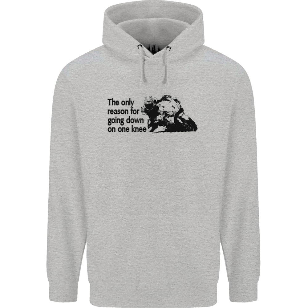 Biker Going Down on One Knee Motorcycle Mens 80% Cotton Hoodie