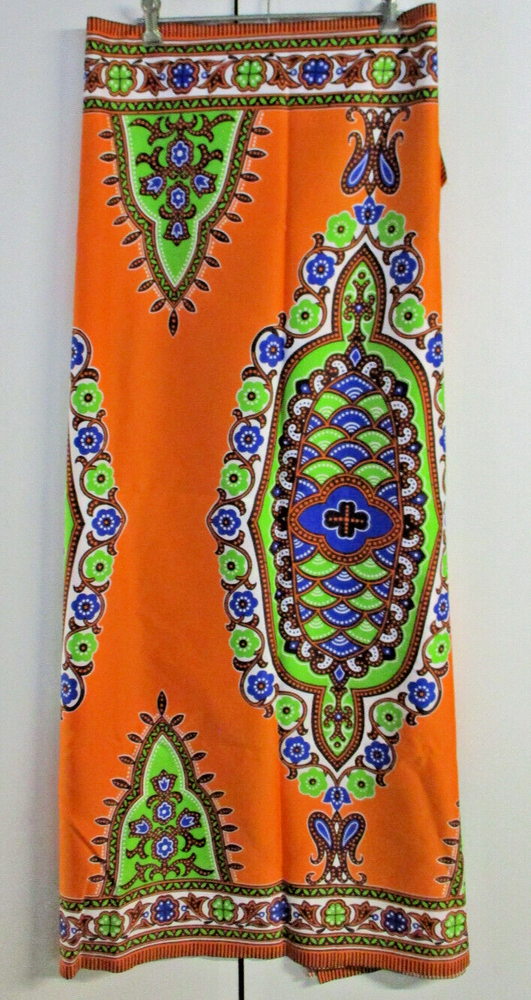 Islander Print Sarong Panel Fabric - Orange & Green - 110cm x 180cm
