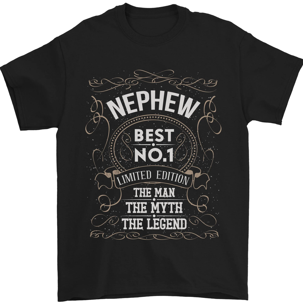 Fathers Day No 1 Nephew Man Myth Legend Mens T-Shirt 100% Cotton-image