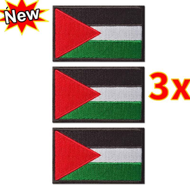 3x Palestine Embroidered Flag Patch Iron/ Sew On Clothes Palestinian Badge-