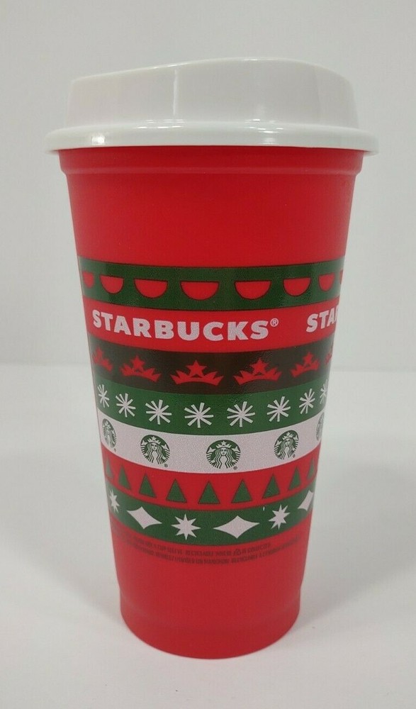 Starbucks 2014 Red Holiday Travel Mug 16 oz Reusable Coffee Cup with Lid