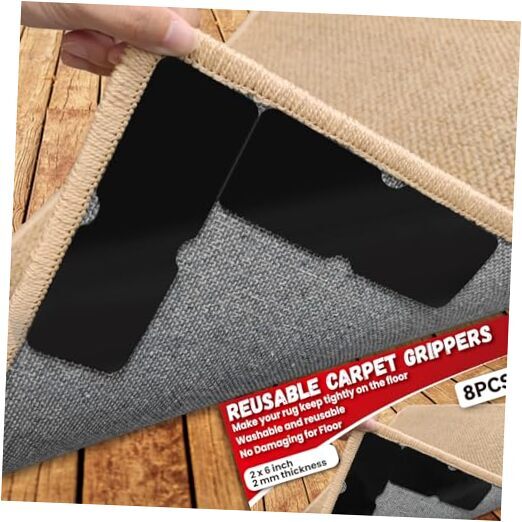 Rug Carpet Non Slip Grippers, Reusable and Washable Double Sided Carpet Tape 8