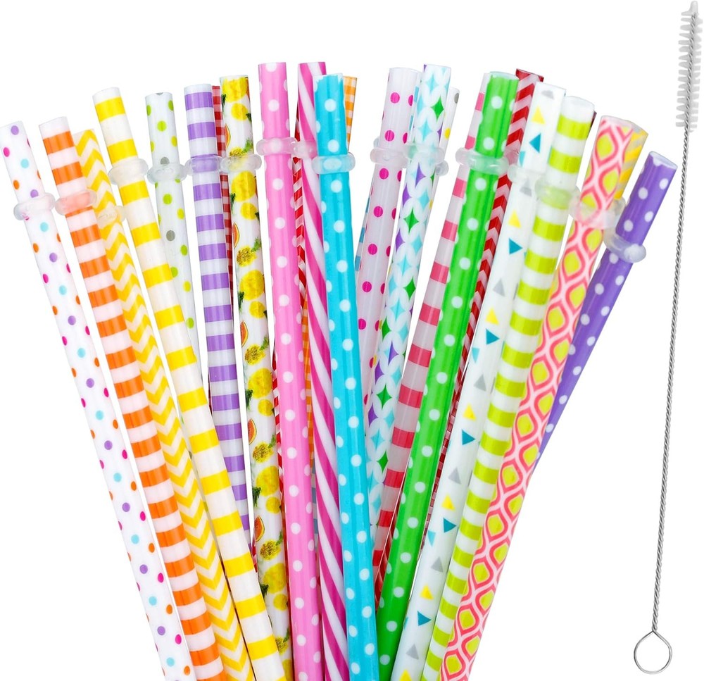 JANYUN 30 Pieces Reusable Plastic Straws BPA-Free 9