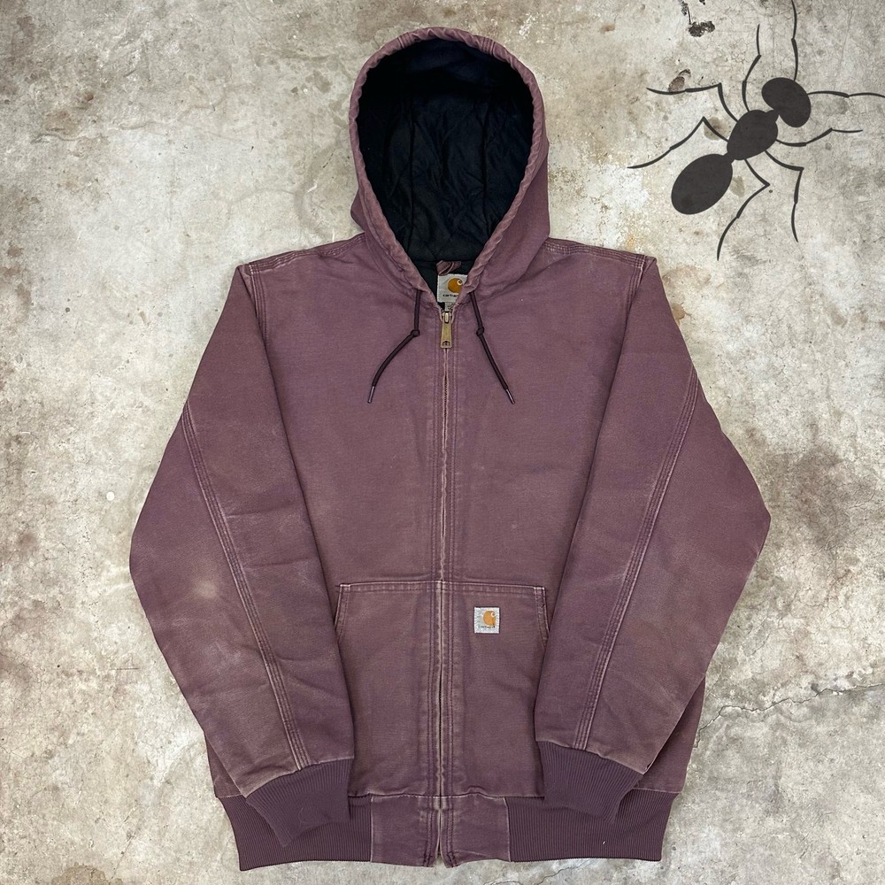 Vintage Y2K purple quilted Carhartt hooded jacket for women