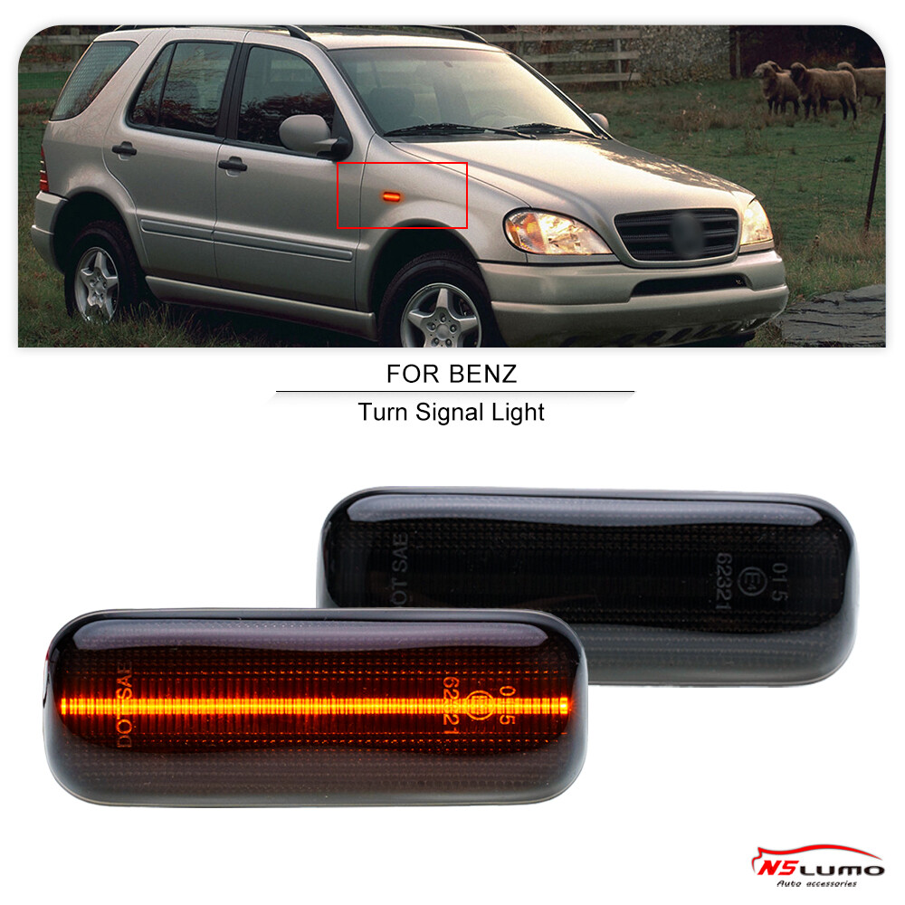 2PCS Smoked LED Fender Turn Signal Lights for 1998-2003 Mercedes ML 320