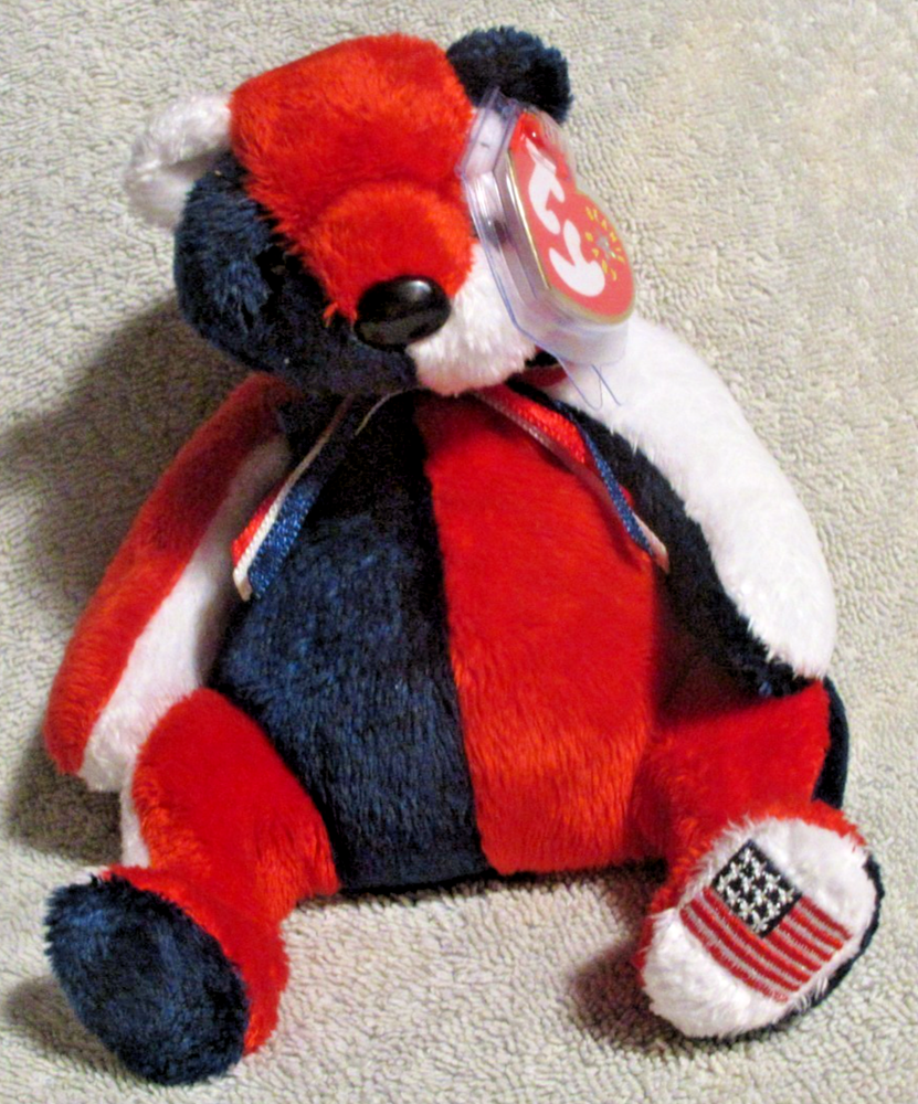 Ty Beanie Baby Patriot the Bear DOB  May 29, 2000 MWMT Free Shipping