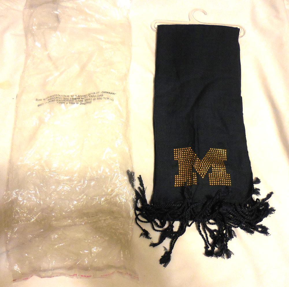 1 new University of Michigan Scarf Letter M Bedazzled Blue Color in plastic