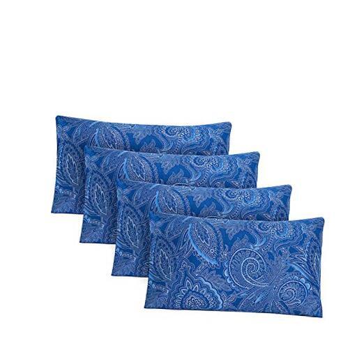 Navy Pillow Cases -Pillowcase Set of 4 Cooling Breathable Ultra Queen-4 Pack 7