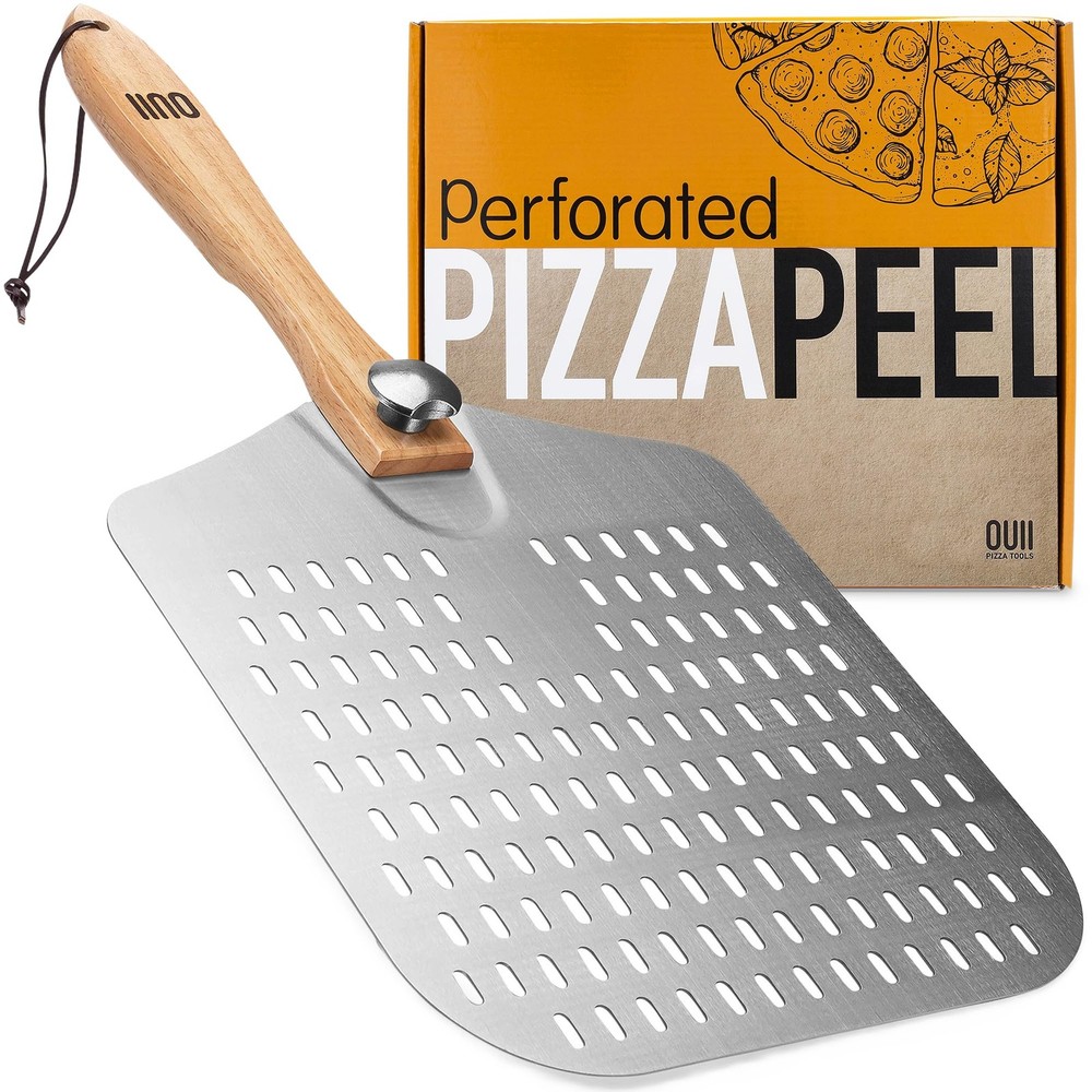 Perforated Pizza Peel 12x14 inch Aluminum Spatula Paddle with Foldable Handle