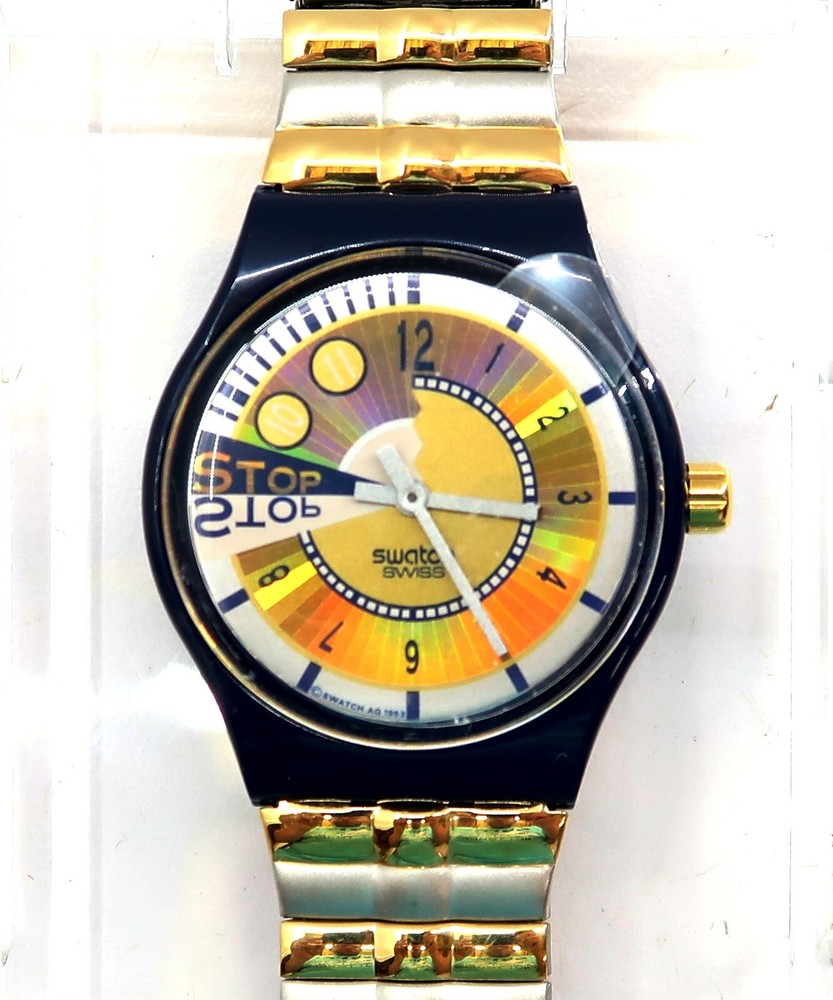 Vintage 1994 Swatch Double Run Stopwatch SSN104 with Case & Papers - NOS Men's Watch