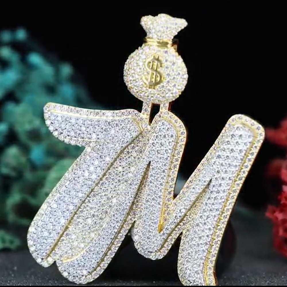 1.5-3.5 Inch White Two-Tone Custom Hip Hop Moissanite-Free Diamond Pendant