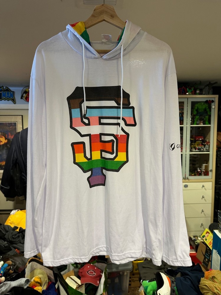 SF Giants Pride Day Long Sleeve Hooded Shirt Size X-Large  SGA NEW-image