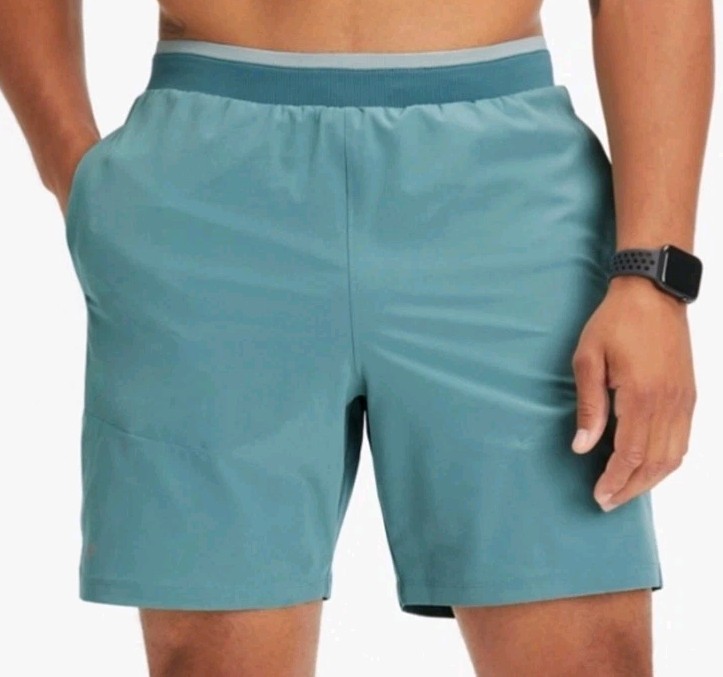 Fabletics Men's Fundamental Short Il 7 in Athletic Lined Shorts Teal Green! L