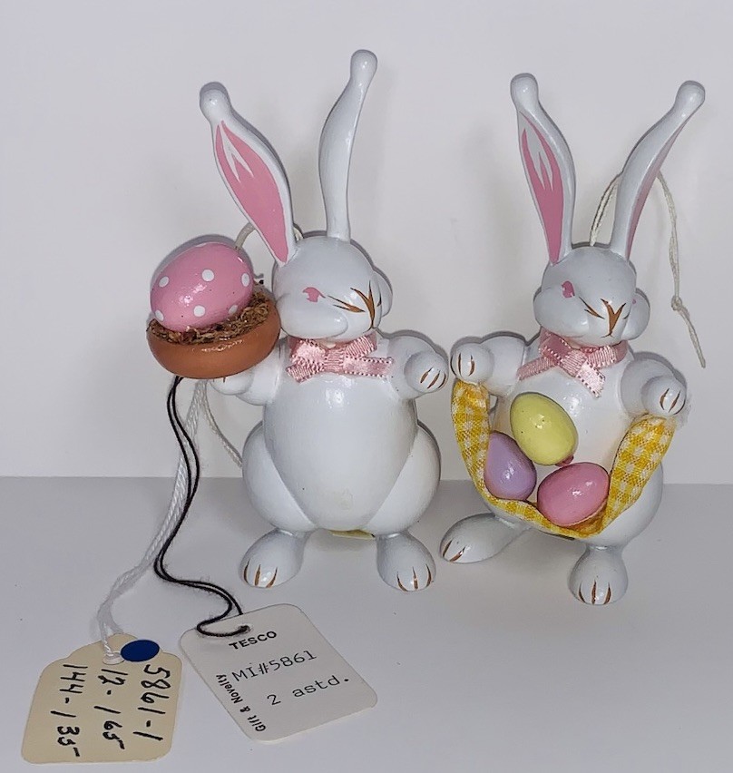 Vintage 1980s Cannon Falls Bunny Ornaments by Midwest Importers NWT Taiwan Tesco